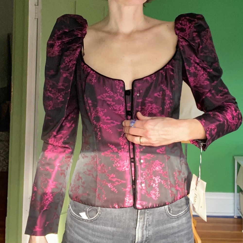 80s Patricia Rhodes Victorian corset bustier top pink black theatrical goth